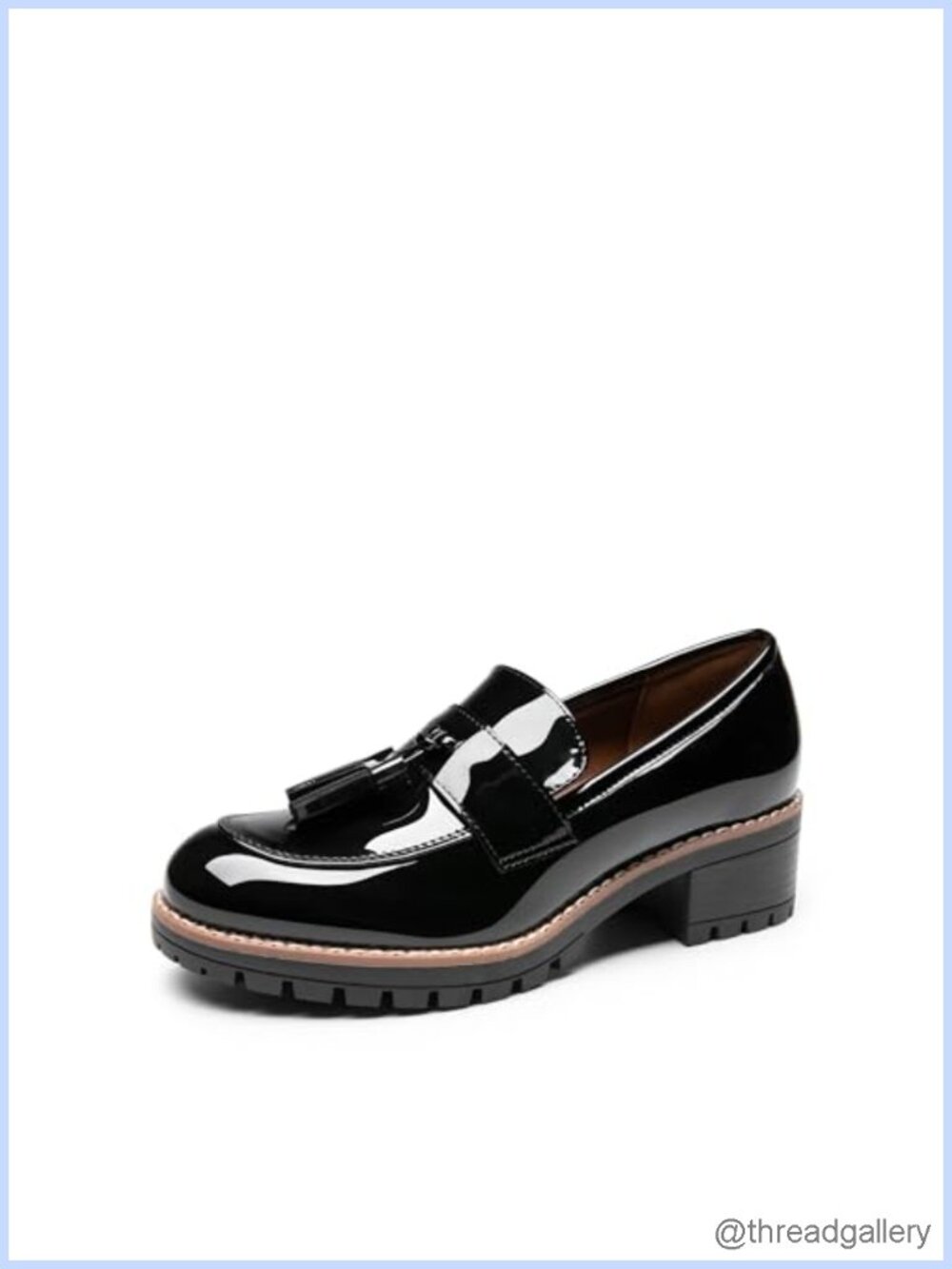 Women's Chunky Loafers Slip-On Business Casual Vegan Leather Tassel